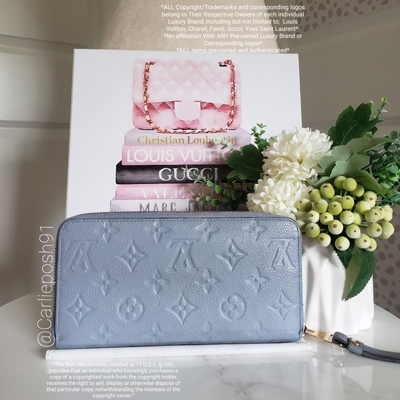 **SOLD** Authentic Pre-owned Louis Vuitton Blue Empreinte Zippy Wallet - Picture 2 of 16